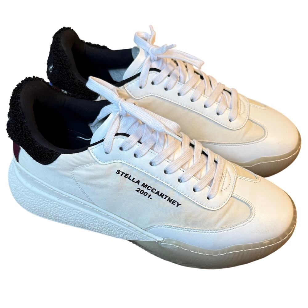 Stella McCartney Sneakers Loop Runner Leather Terry Lace Up White/Black Women 38